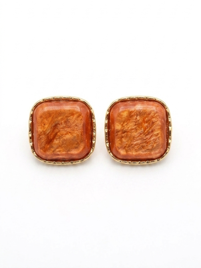 Boucles d'Oreilles Carrées Éclat Solaire – Acier Inoxydable