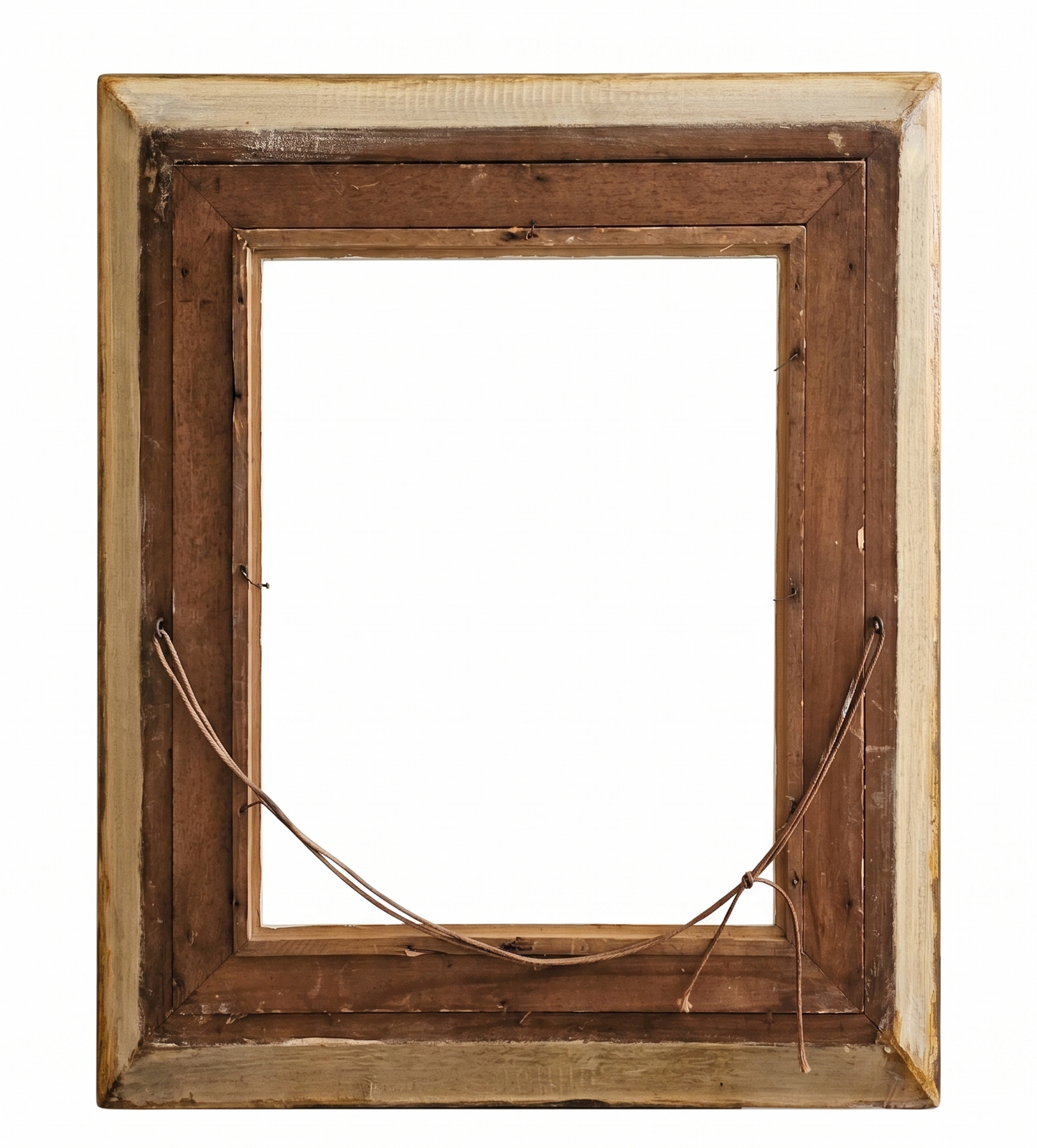 Cadre Vintage Style Louis XV en Bois Doré et Placage Bois, avec Sous-Marie - 62x70,5 cm