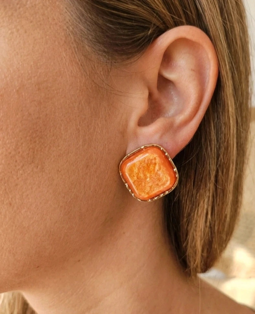 Boucles d'Oreilles Carrées Éclat Solaire – Acier Inoxydable
