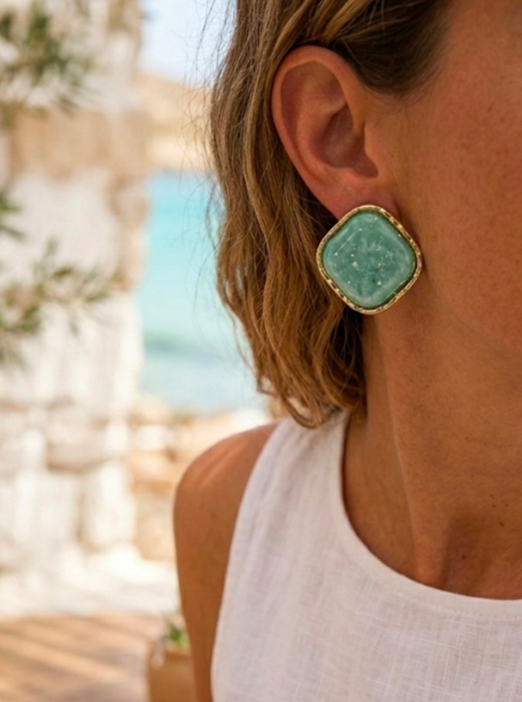 Boucles d'Oreilles Carrées Éclat Solaire – Acier Inoxydable