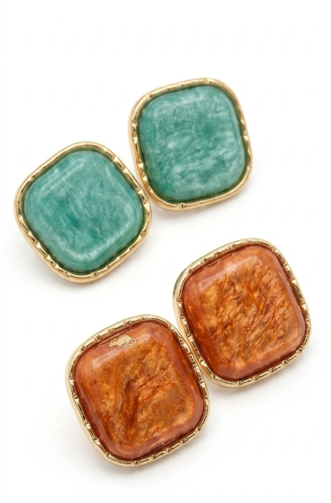 Boucles d'Oreilles Carrées Éclat Solaire – Acier Inoxydable